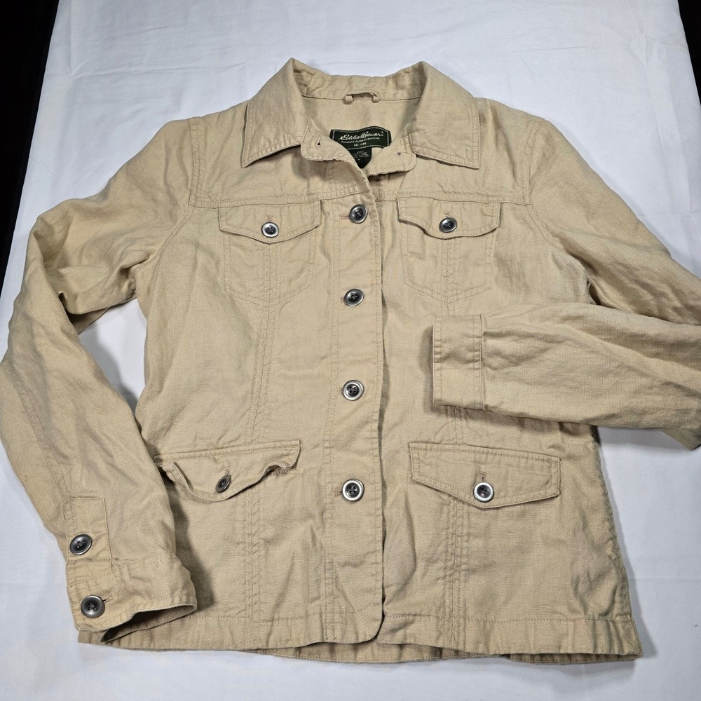 Eddie Bauer Linen Utility Field Jacket Safari Outdoor Women's‎ Medium